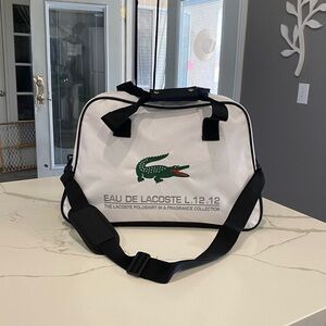 Lacoste White Duffel Bag with Black Trim